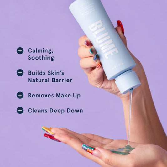 Blume Meltdown foaming lather demonstrates rich, gentle cleansing for pores.