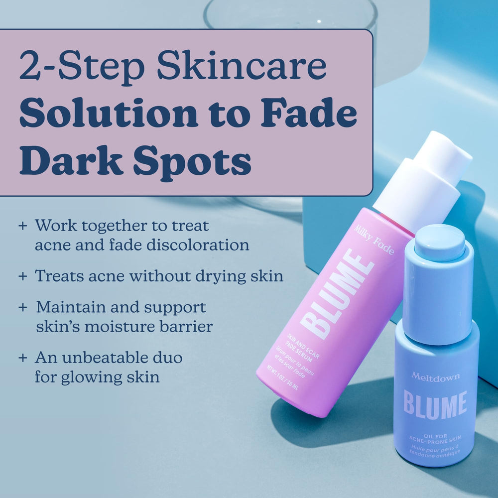 Blume Milky Fade serum application shows brightening and even tone potential