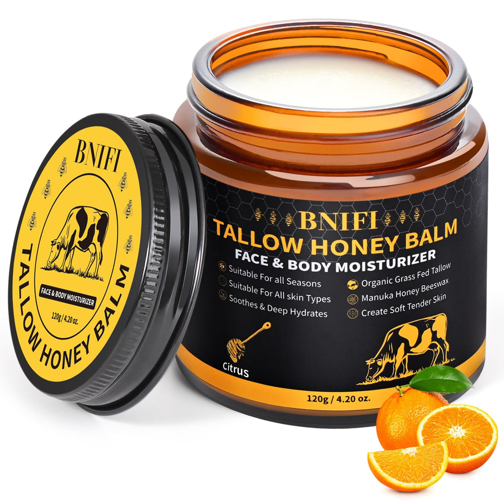 BNIFI Tallow and Honey Balm jar for face provides rich moisture.