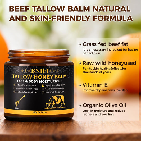BNIFI balm ingredients honey, beeswax, olive oil for skin nourishment.
