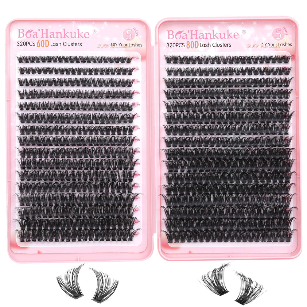 Boahankuke 640pcs lash clusters packaging for at-home DIY lash projects, cost-saving.