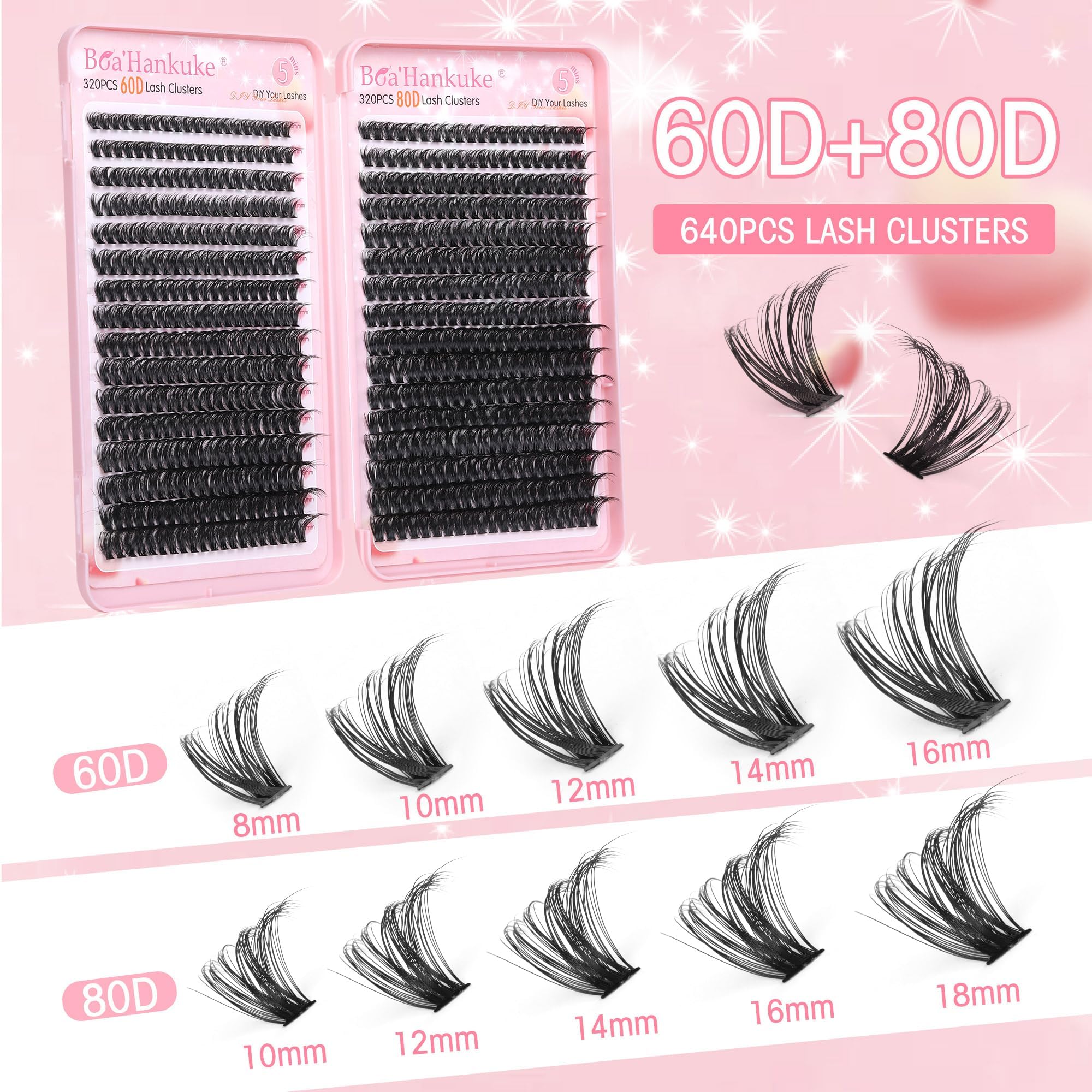 Boahankuke handmade soft lash clusters deliver plush volume and comfort.