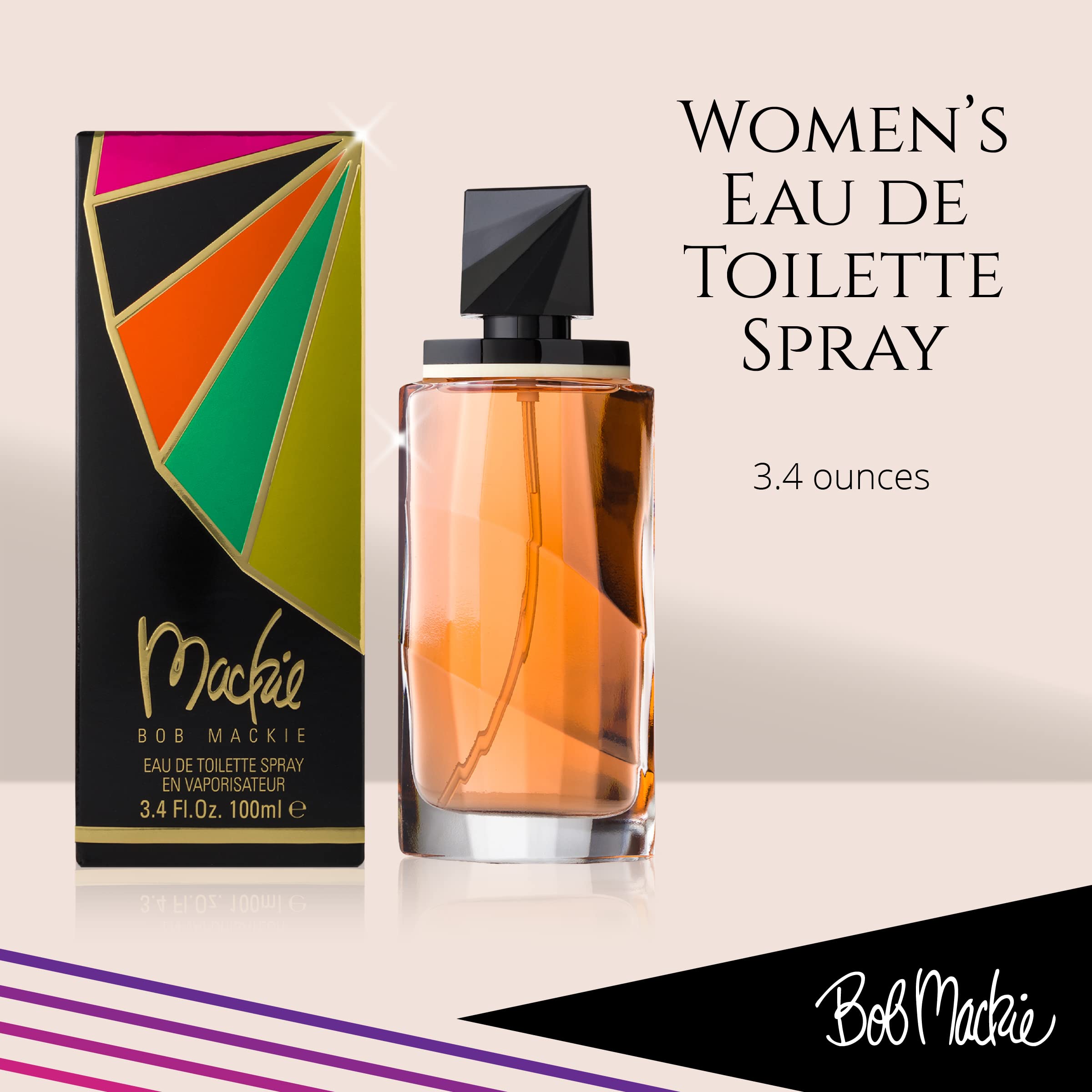 Bob Mackie fragrance packaging outer box with luxurious details.