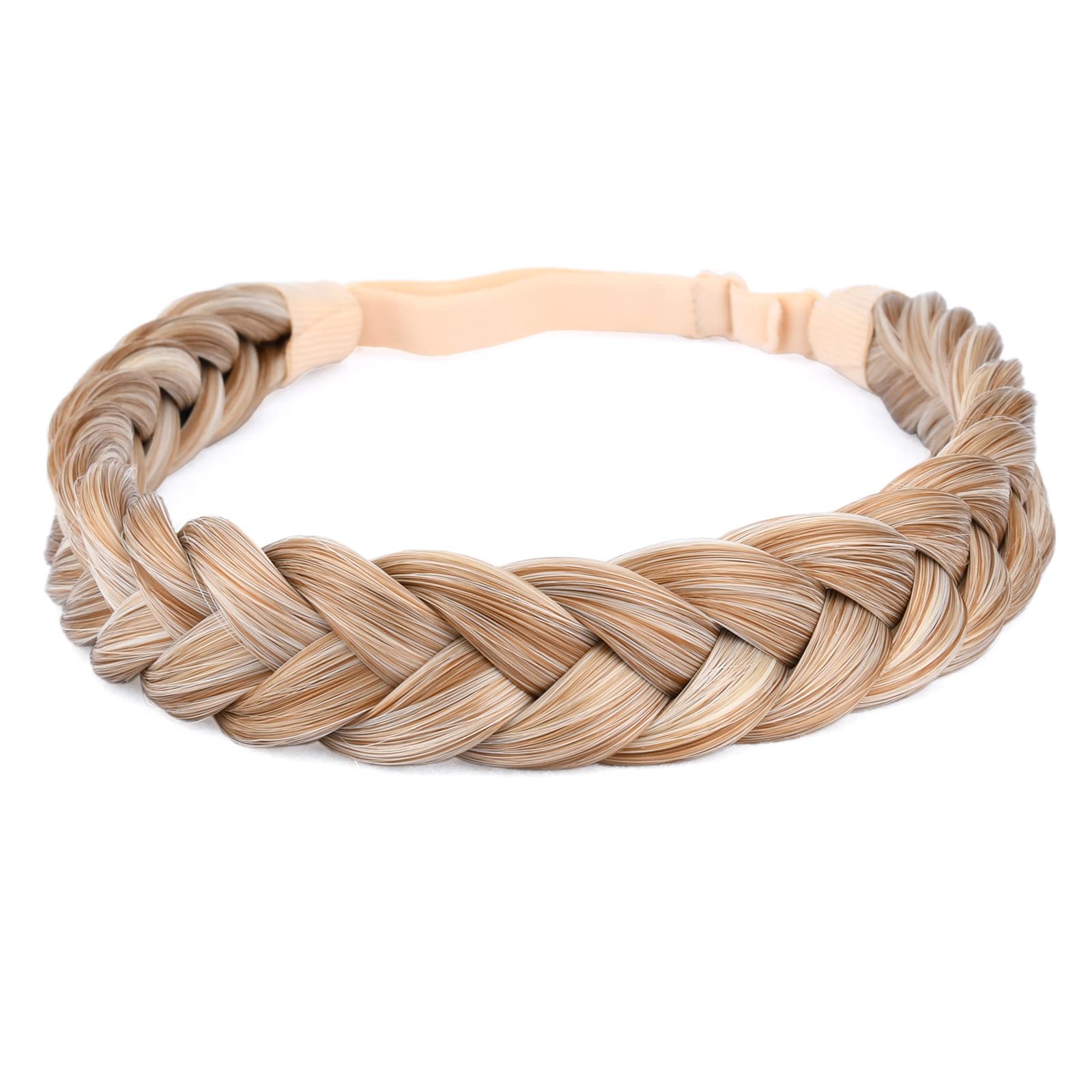 BOBIYA braided headband golden blonde closeup showing silky fibers and craftsmanship