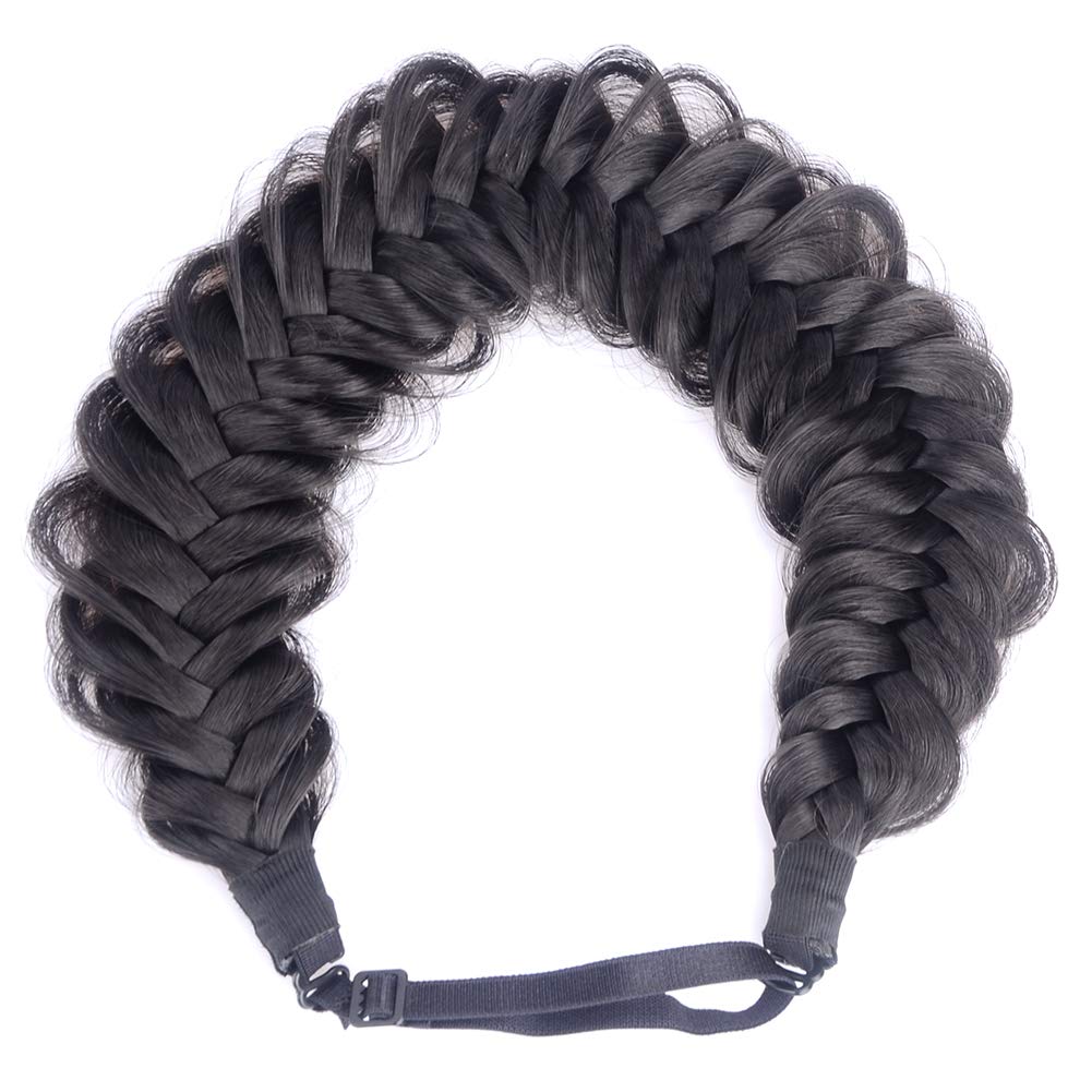 BOBIYA headband uses heat-resistant synthetic fibers resembling real hair for a natural look.
