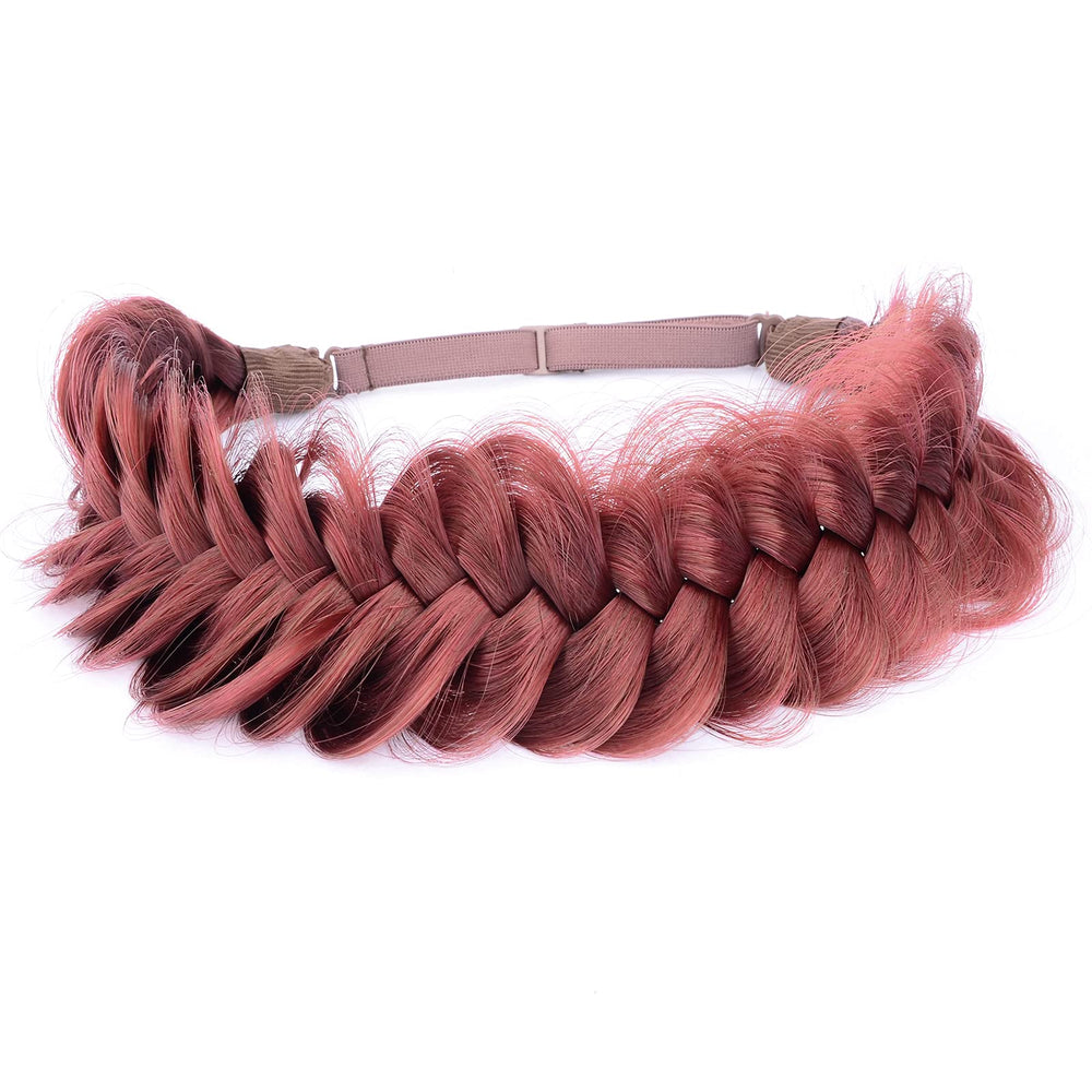 BOBIYA messy wide 2-strands headband in burgundy modeled for daily style