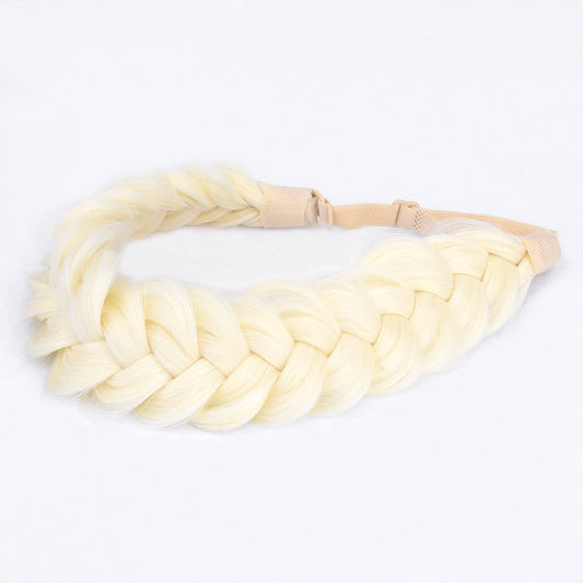 BOBIYA Platinum 2-strands braided headband close-up, lifelike synthetic hair detail