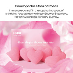 BoboSweeTree rose-scent shower steamer close-up highlights pink heart for mindful self-care.