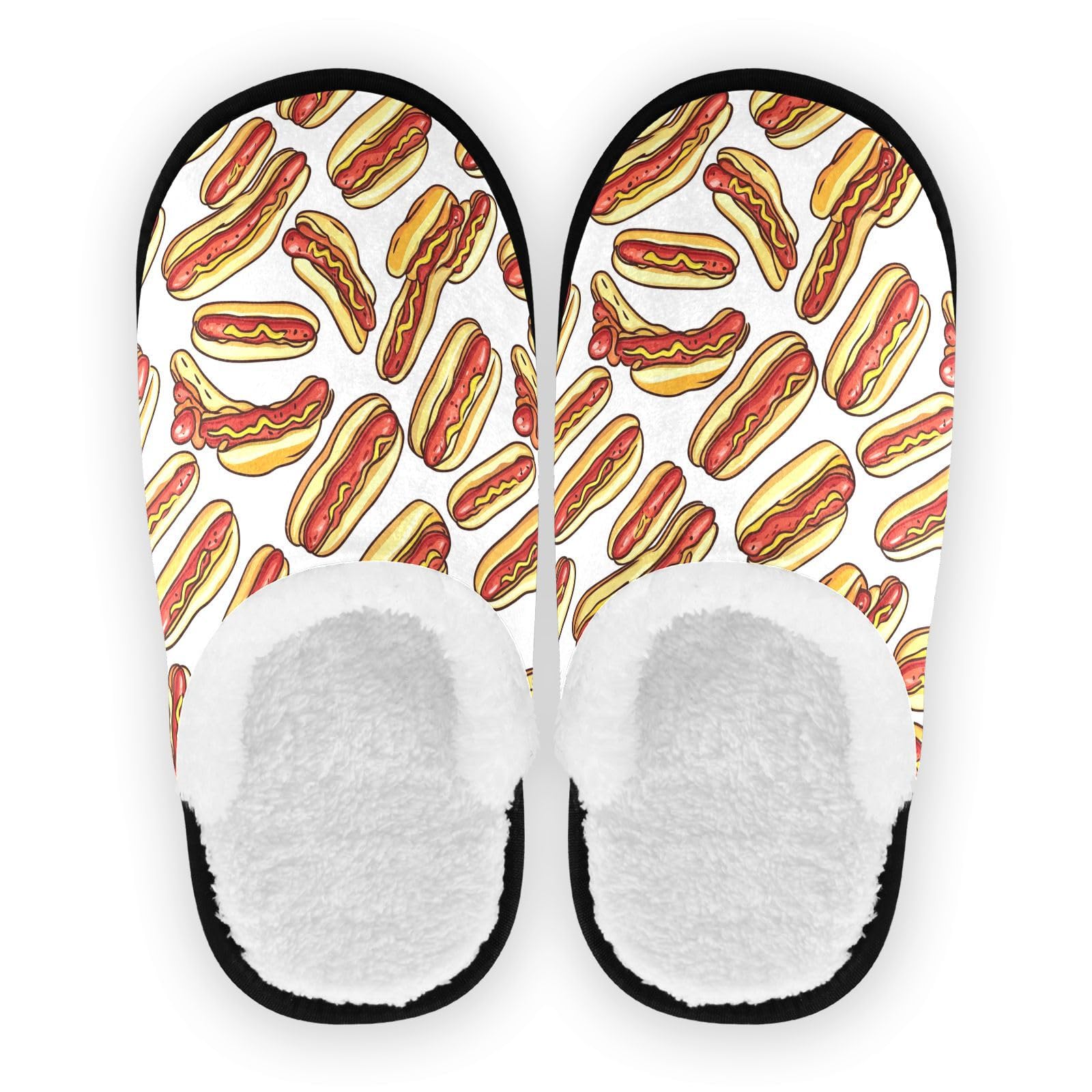 Boccsty hot dog spa slippers close-up shows soft flannel for cloud-like comfort.
