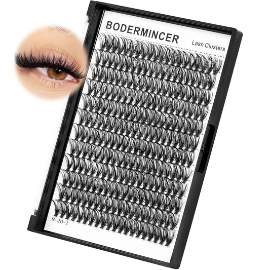 Bodermincer D curl cluster lashes close up showing curling effect
