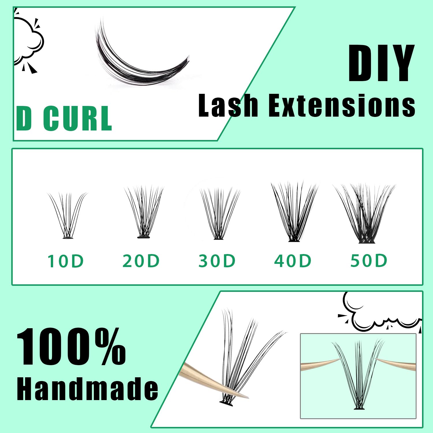 Bodermincer lash application tips with tweezers for clean placement