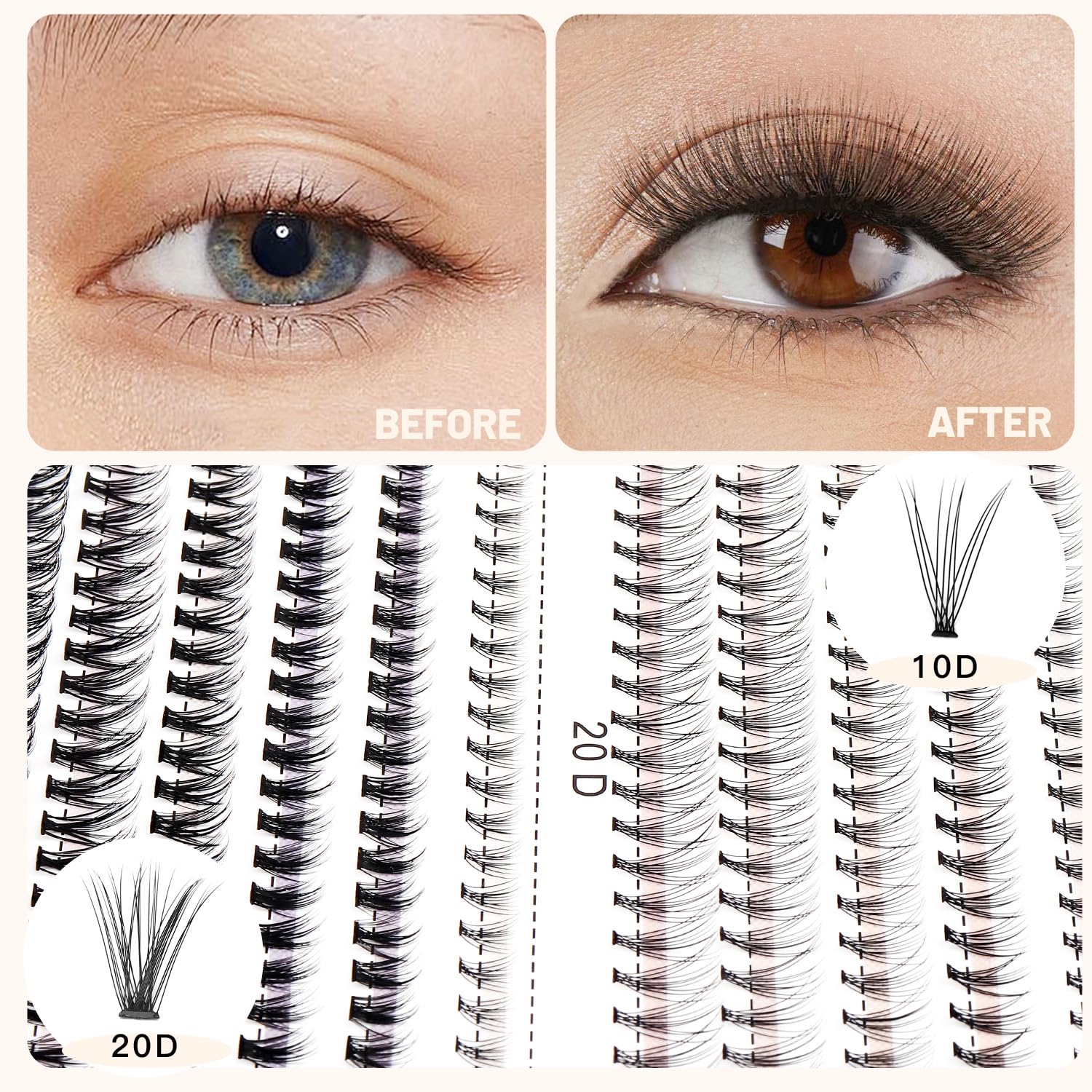 Bodermincer Lash Extension 8-9mm set for subtle enhancement.