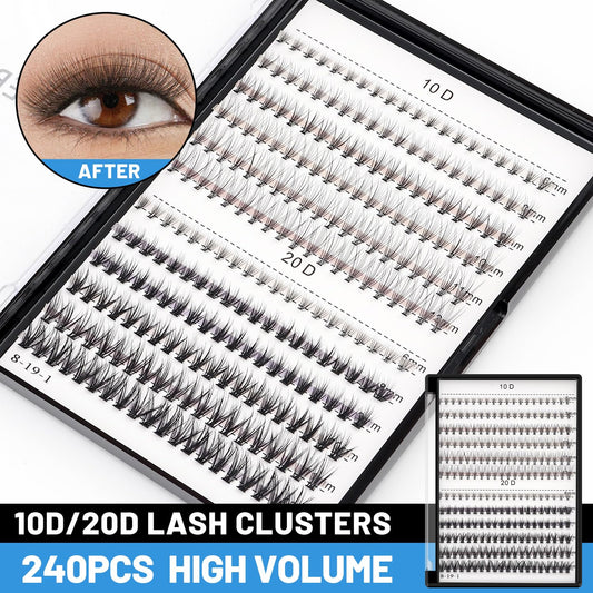 Bodermincer Lash Extension 240pcs C Curl mixed-length tray for customizable lash looks.