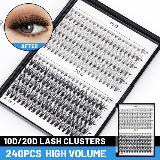 Bodermincer 240pcs C curl 10-11mm lash extensions blend length seamlessly.
