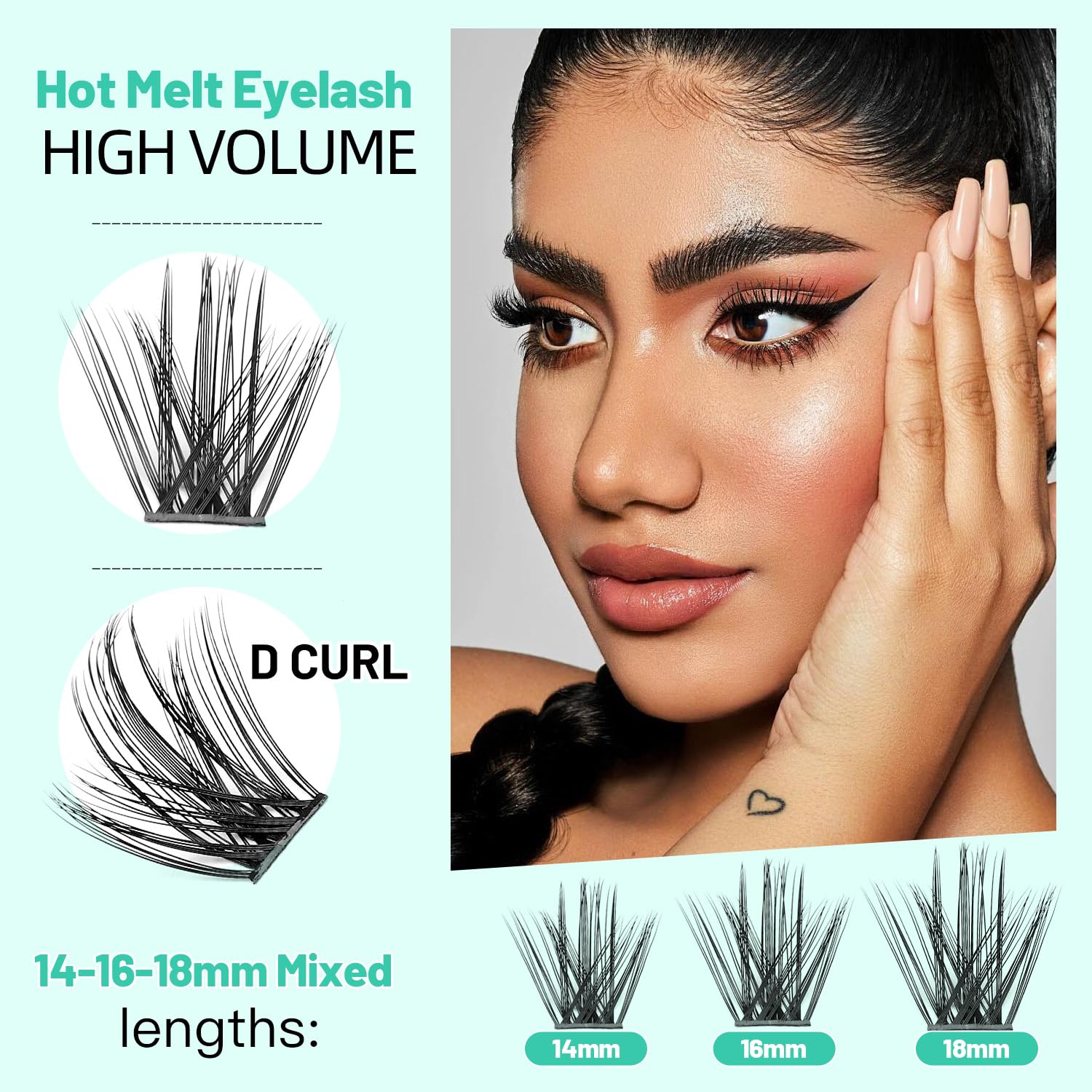 Bodermincer lashes clusters kit 8-20mm ready for design variety.