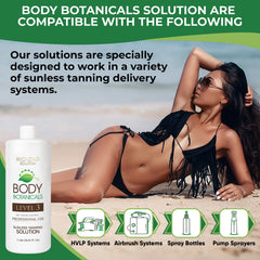 Body Botanicals 33.8 fl oz bottle supports professional-ready tanning sessions.