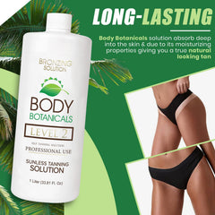 Body Botanicals sunless tanning solution with seven essential oils nourishes and hydrates.