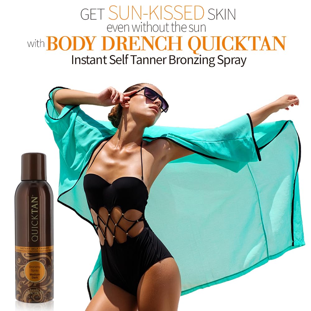 Body Drench QuickTan develops to a natural glow in 3–5 hours for depth.