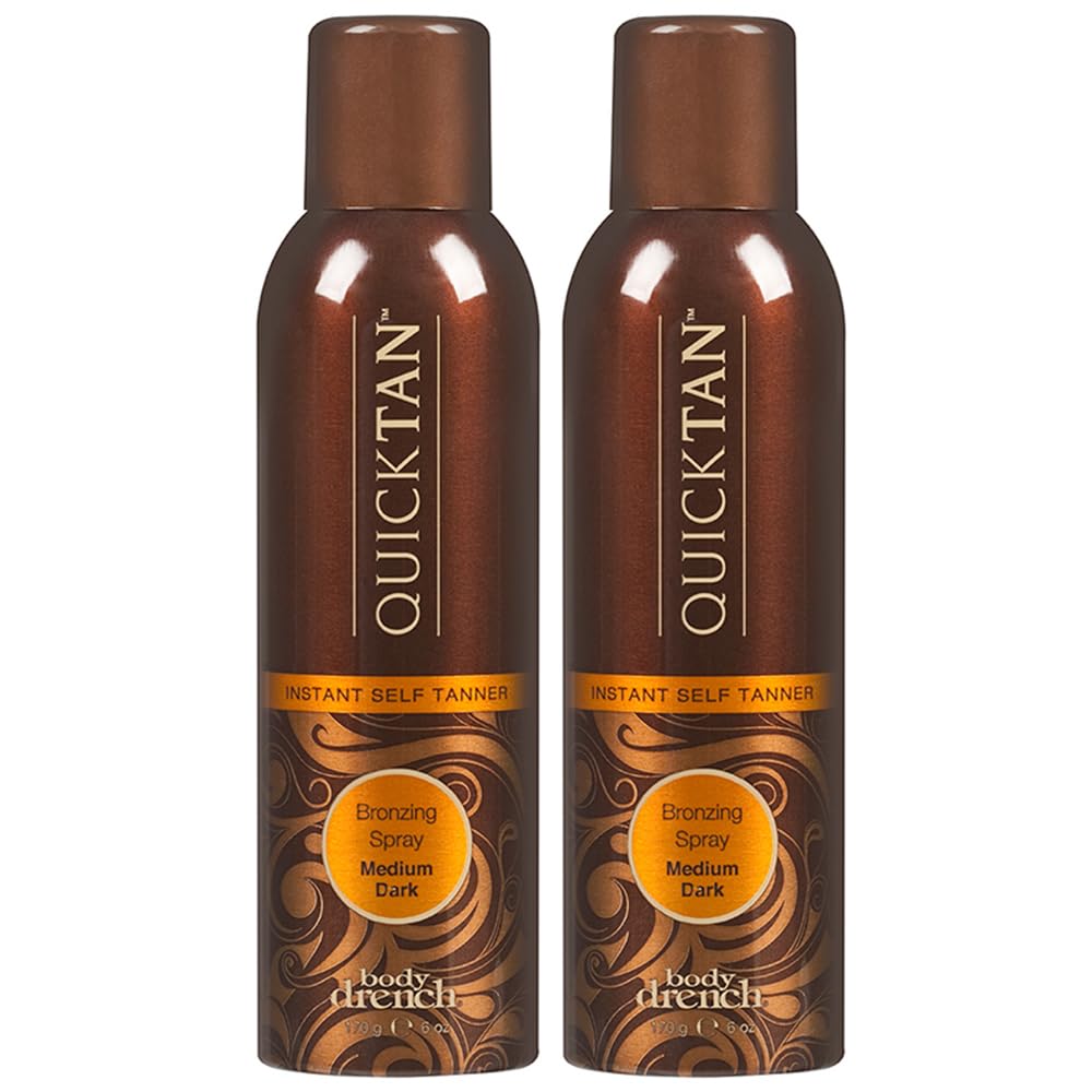 Body Drench QuickTan instant bronze spray provides immediate, natural-looking color.