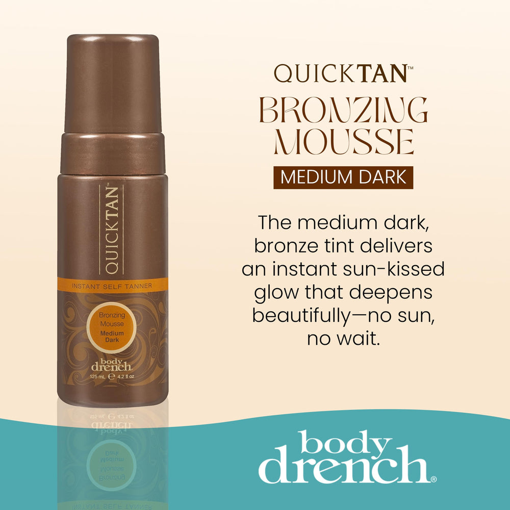Body Drench QuickTan mousse-application on hands showing buildable bronze color.