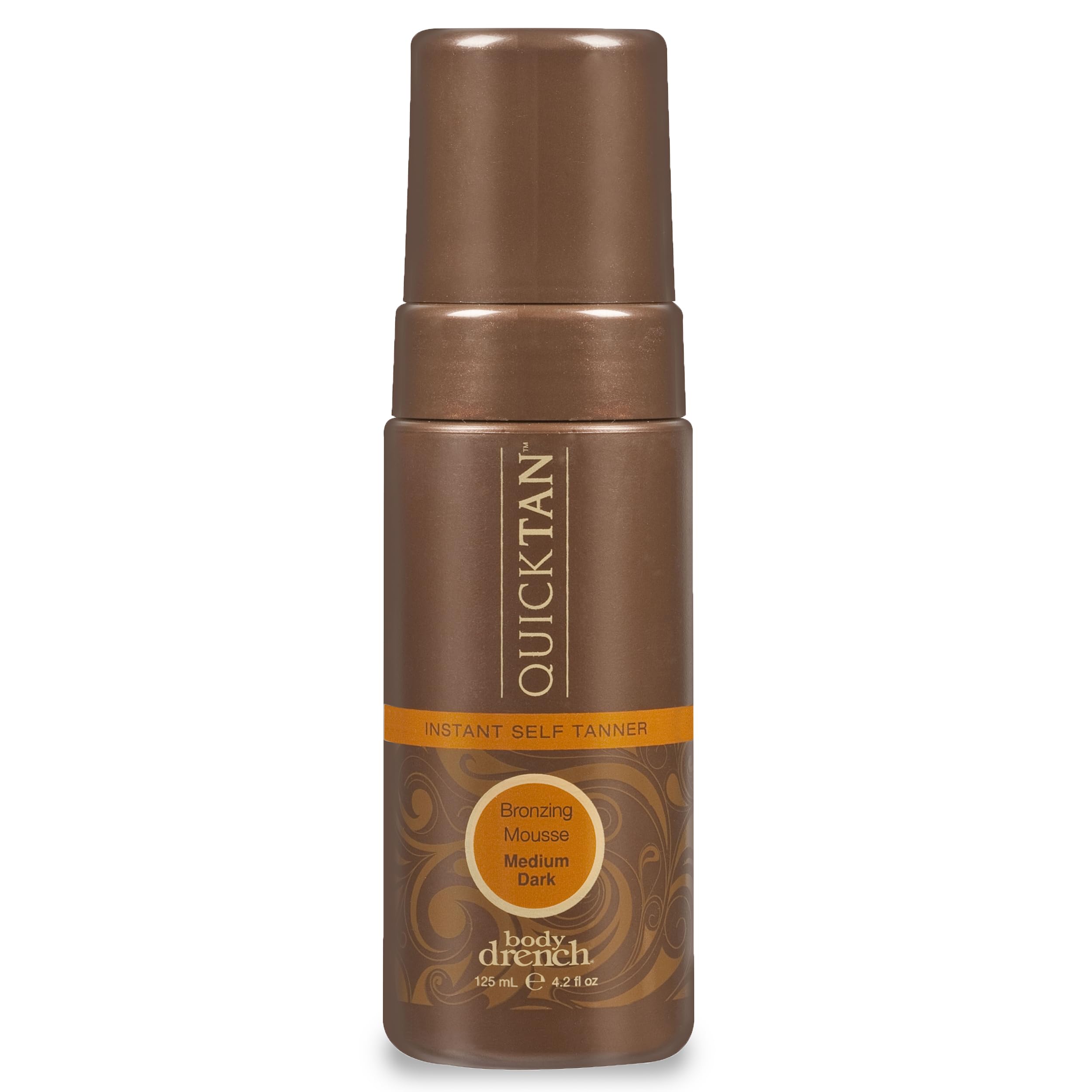 Body Drench QuickTan mousse bottle ready for quick, even application.
