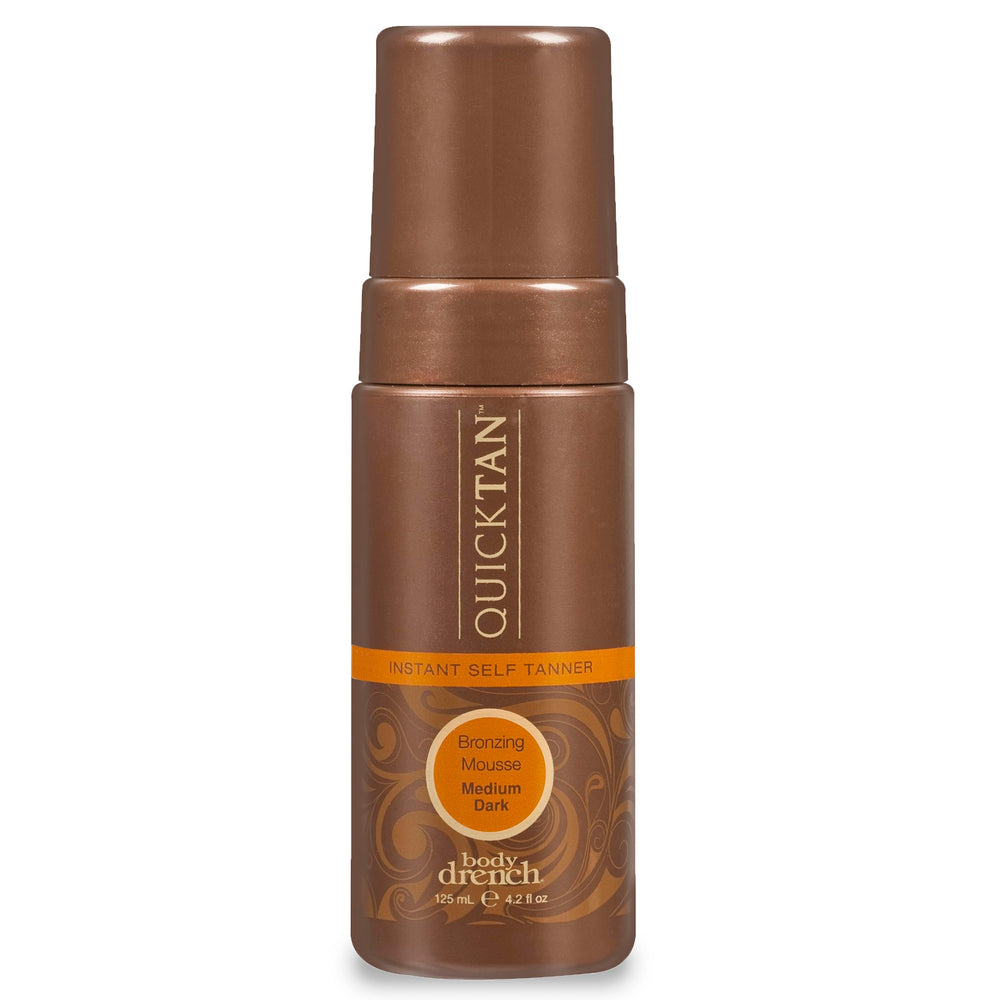 Body Drench QuickTan mousse bottle ready for quick, even application.