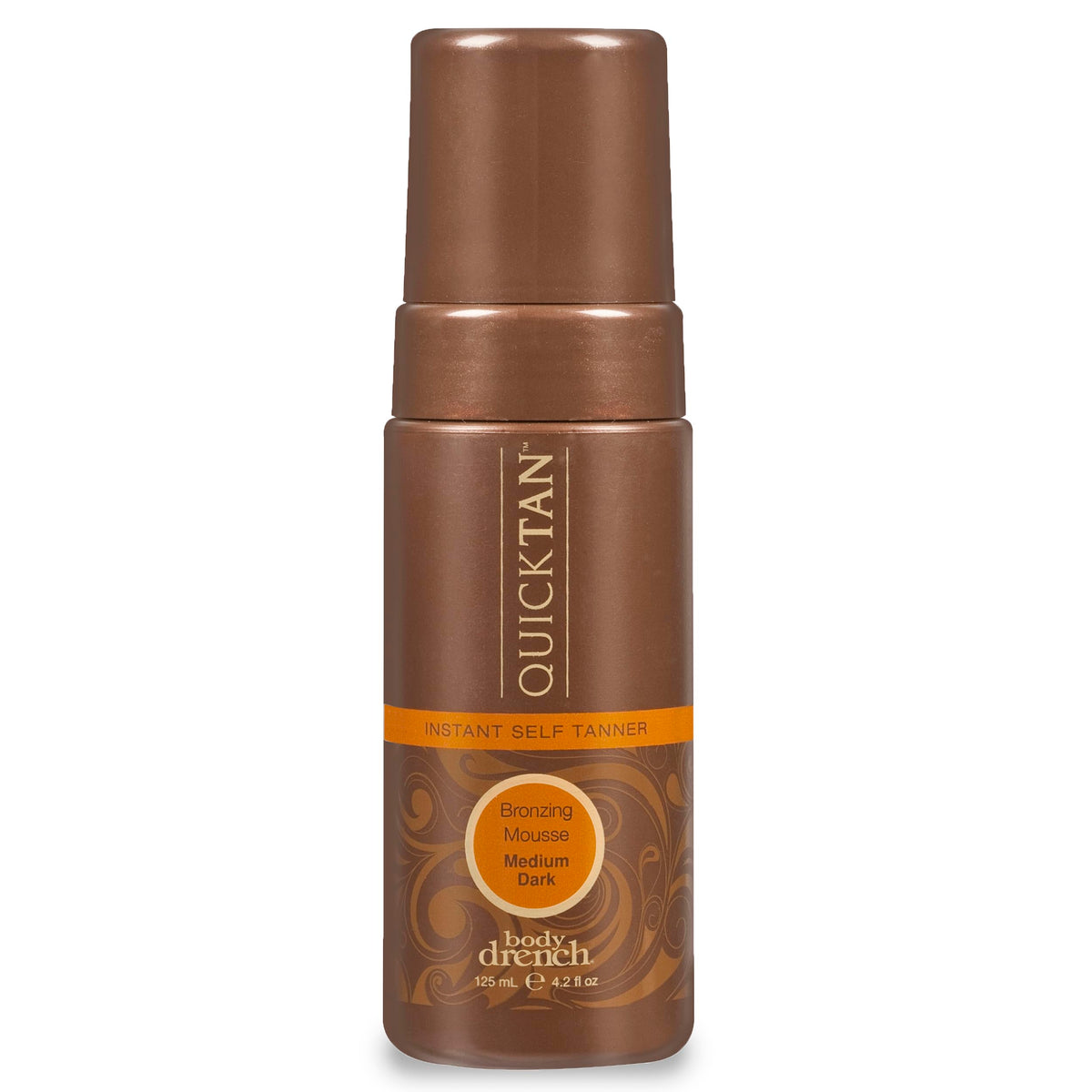 Body Drench QuickTan mousse bottle ready for quick, even application.