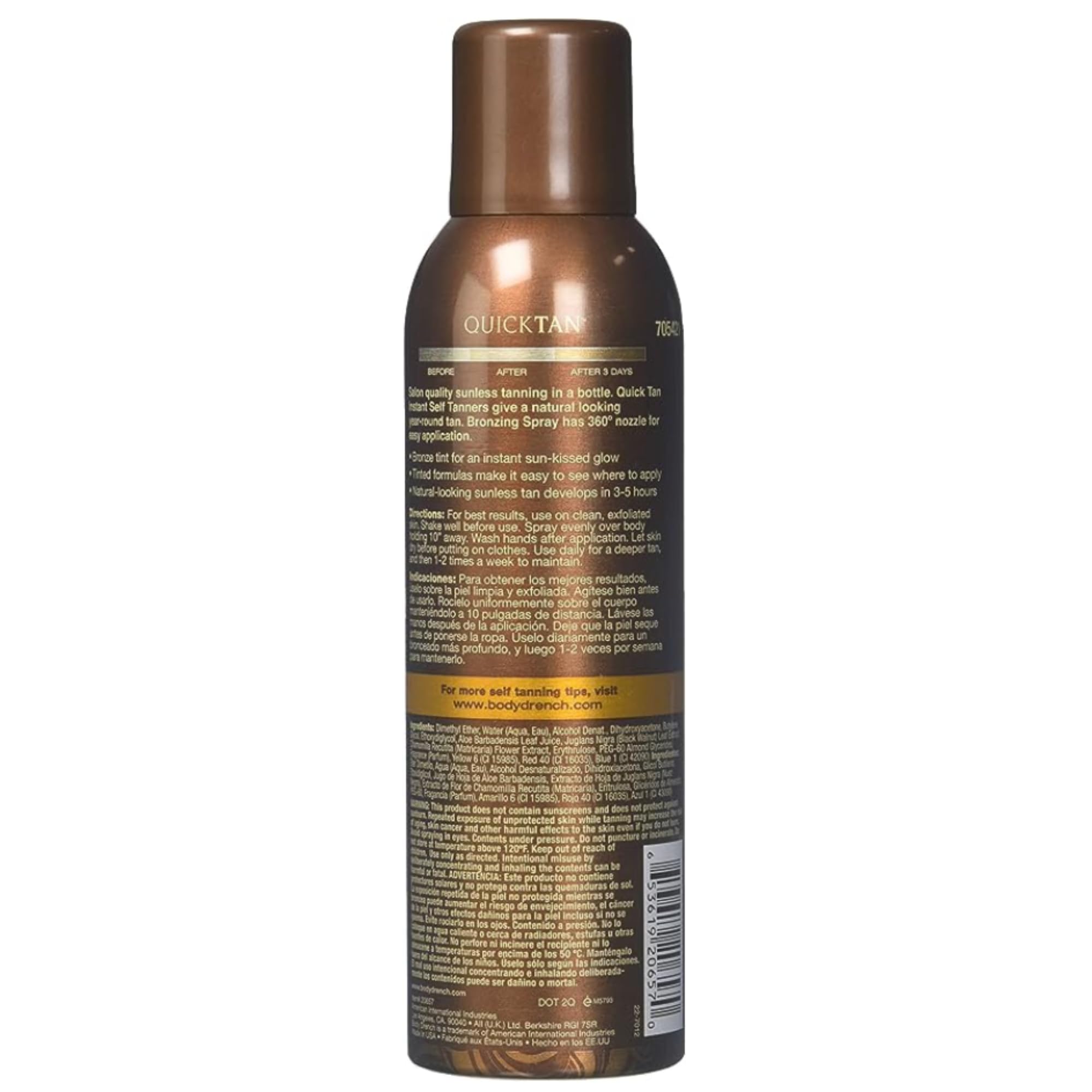 Body Drench Quicktan tinted mist demonstrates even coverage