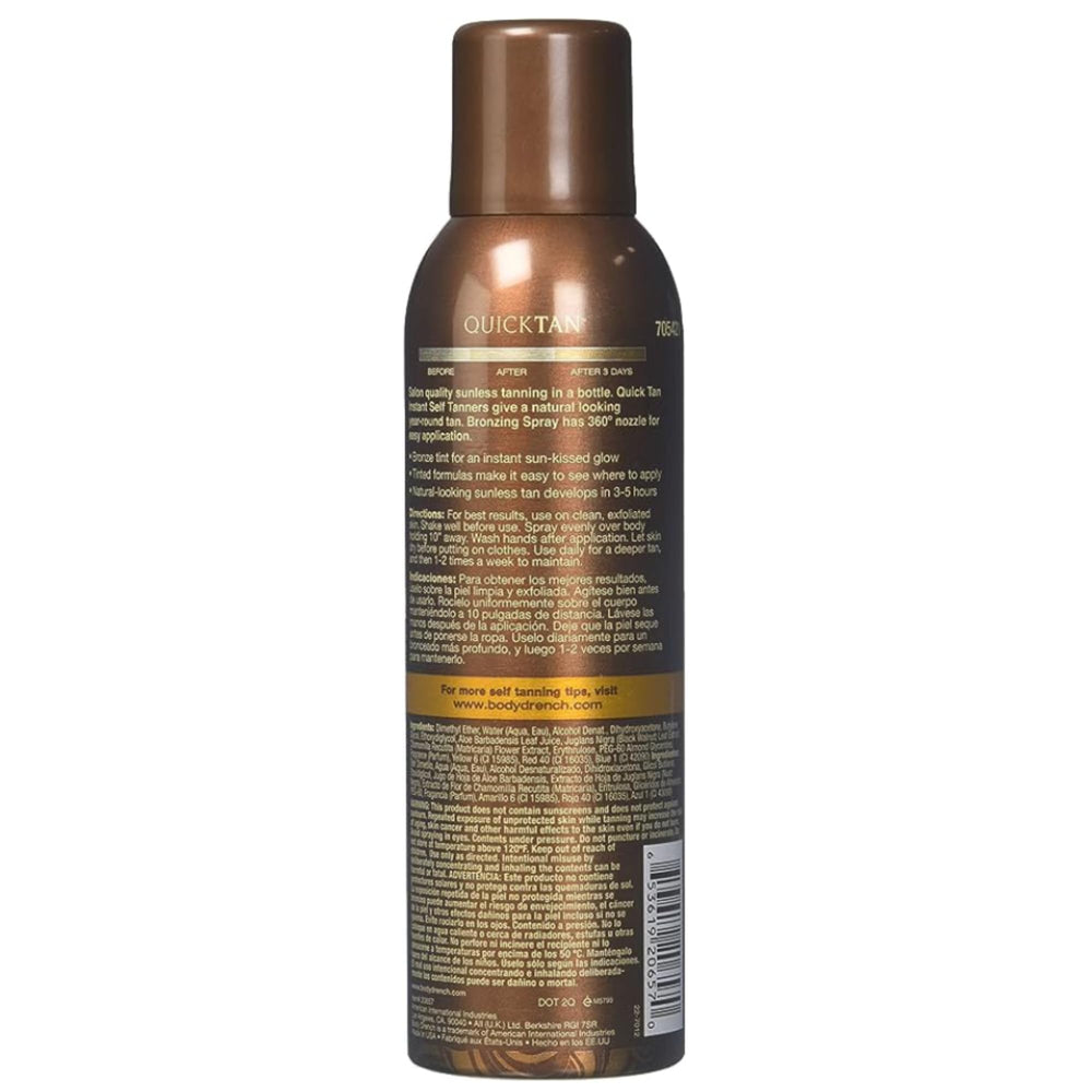 Body Drench Quicktan tinted mist demonstrates even coverage