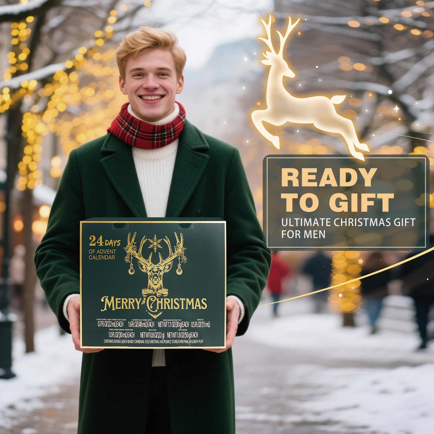 Body & Earth festive packaging highlights the reindeer theme.