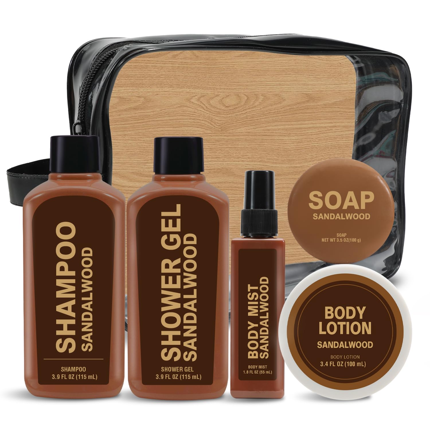 Body & Earth Gifts for Men sandalwood travel bag for on-the-go self care.