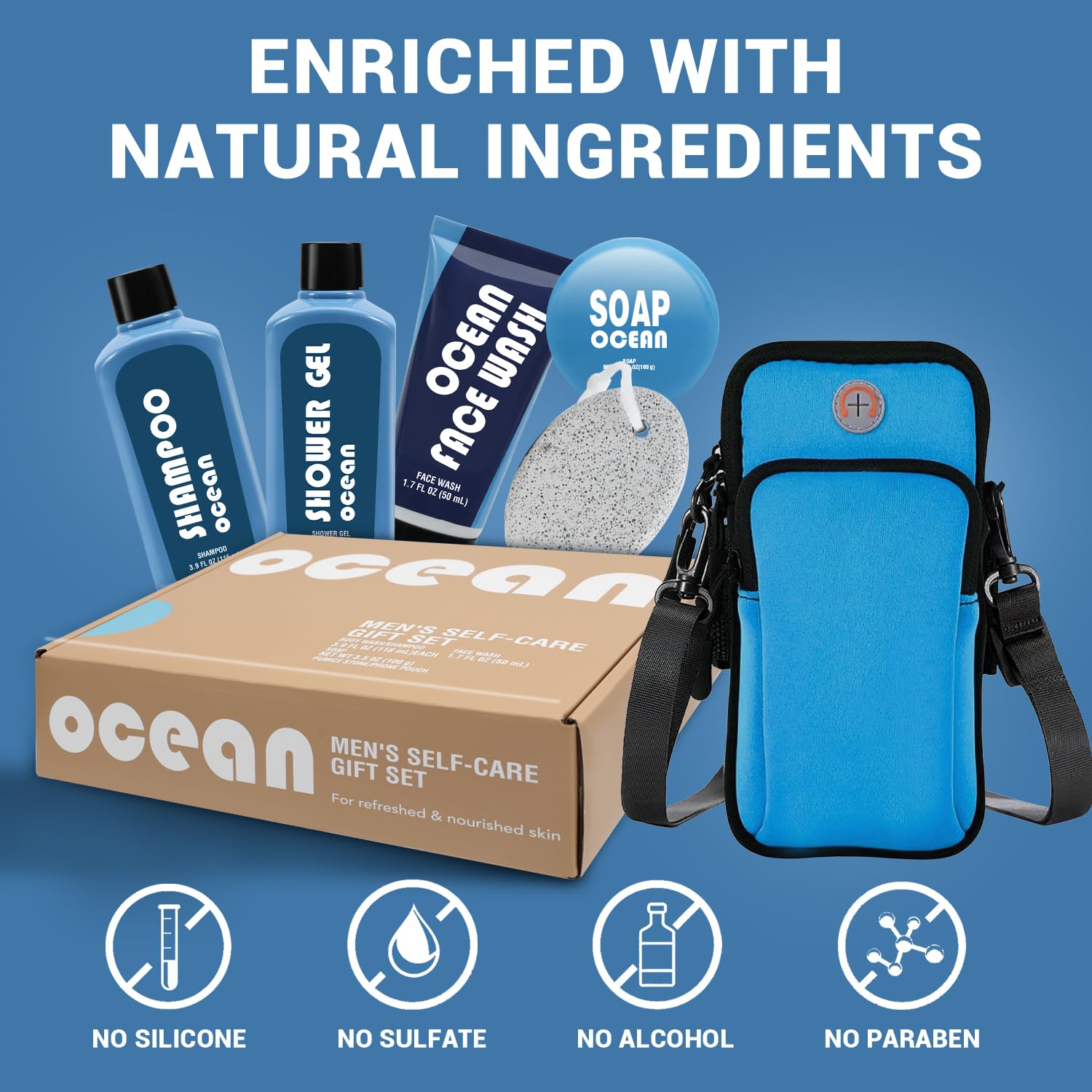 BODY & EARTH shampoo bottle for men, refreshing scent enhances daily routine.