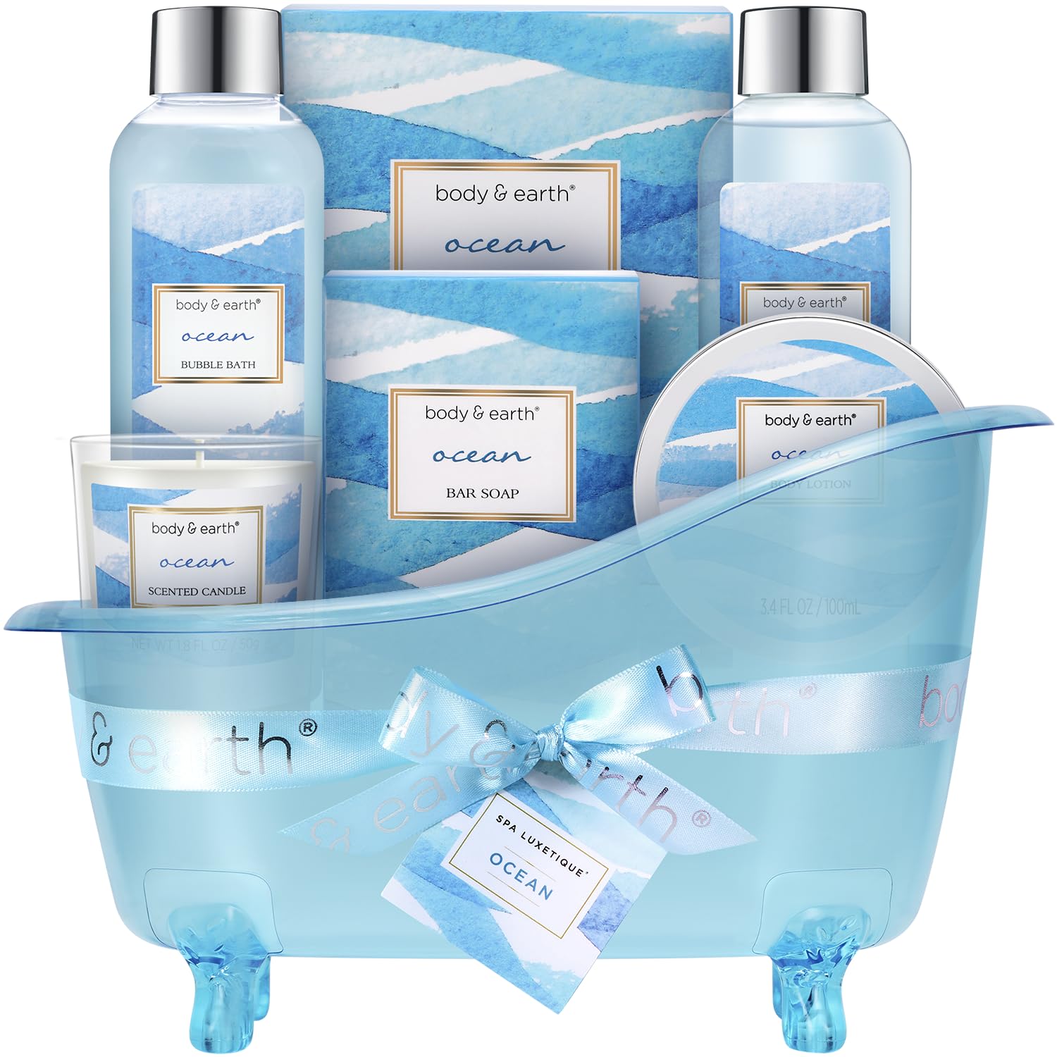 Body & Earth Ocean gift set bubble bath for a soothing soak.