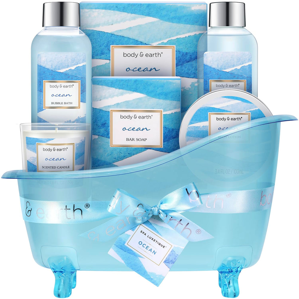 Body & Earth Ocean gift set bubble bath for a soothing soak.