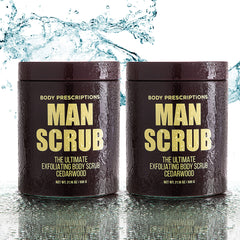 Close-up texture of Body Prescriptions exfoliating scrub shows gentle exfoliation for refreshed skin.