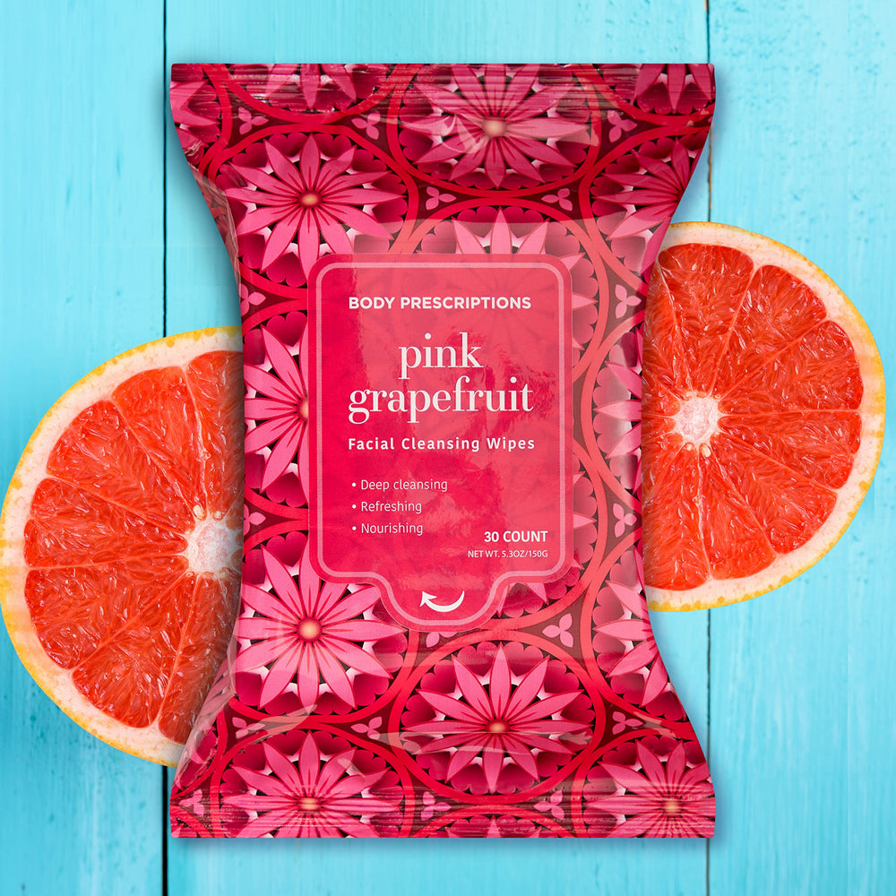 Body Prescriptions wipes pack back highlights resealable, travel-friendly packaging