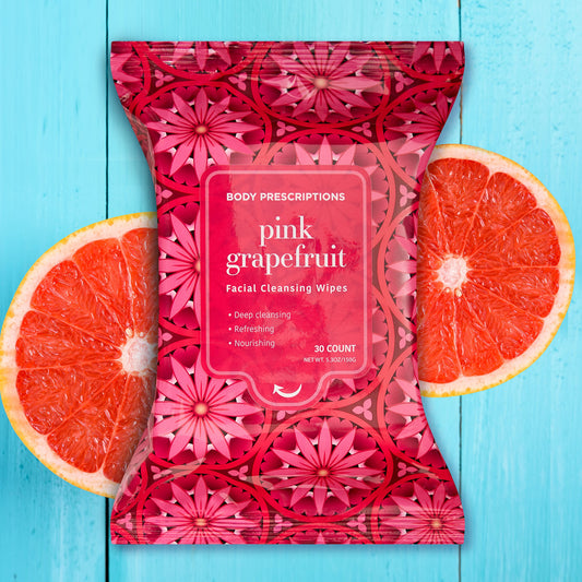 Body Prescriptions wipes pack back highlights resealable, travel-friendly packaging