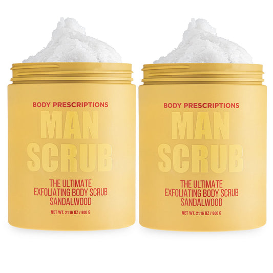 Body Prescriptions men's exfoliating scrub in a jar with twist-top for easy use.