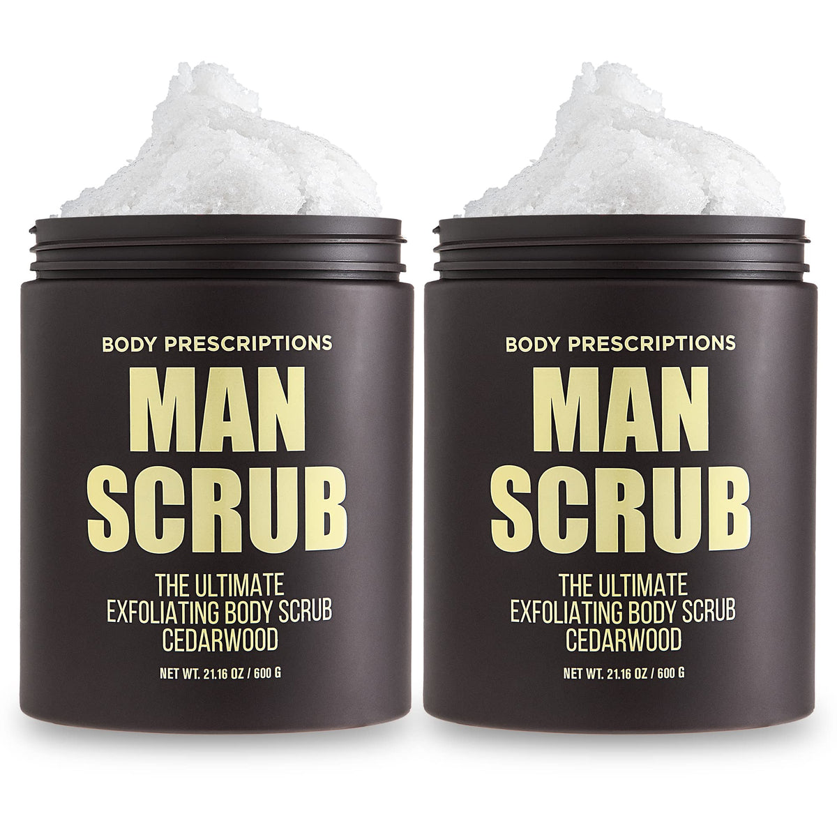 Body Prescriptions men’s exfoliating scrub in a twist-top jar for easy cleansing and smooth skin.
