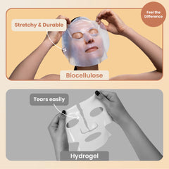 Body Restore mask close-up highlights the bio-gel texture and gentle renewal