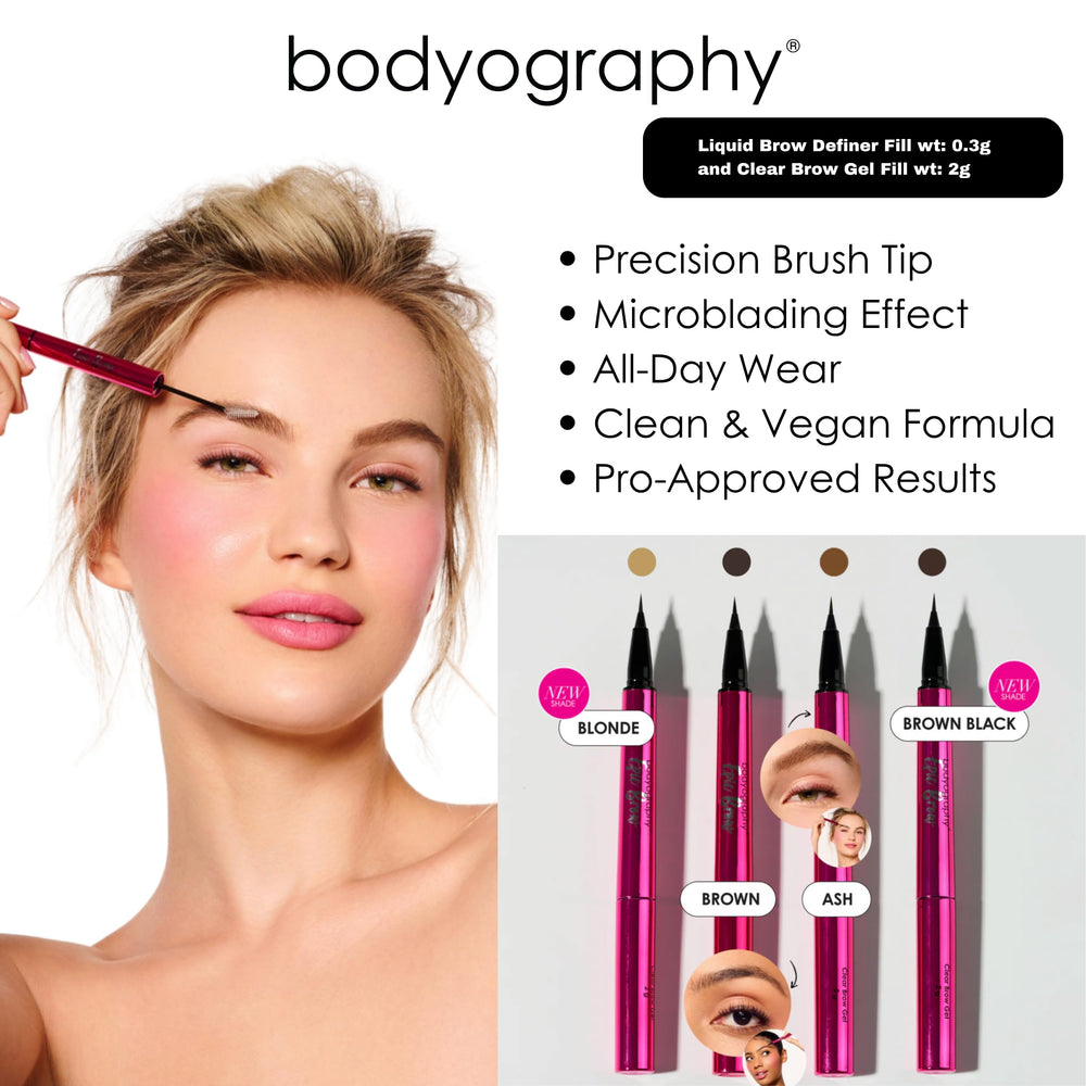 Product shot highlights two-in-one brow tool for shaping and definition.