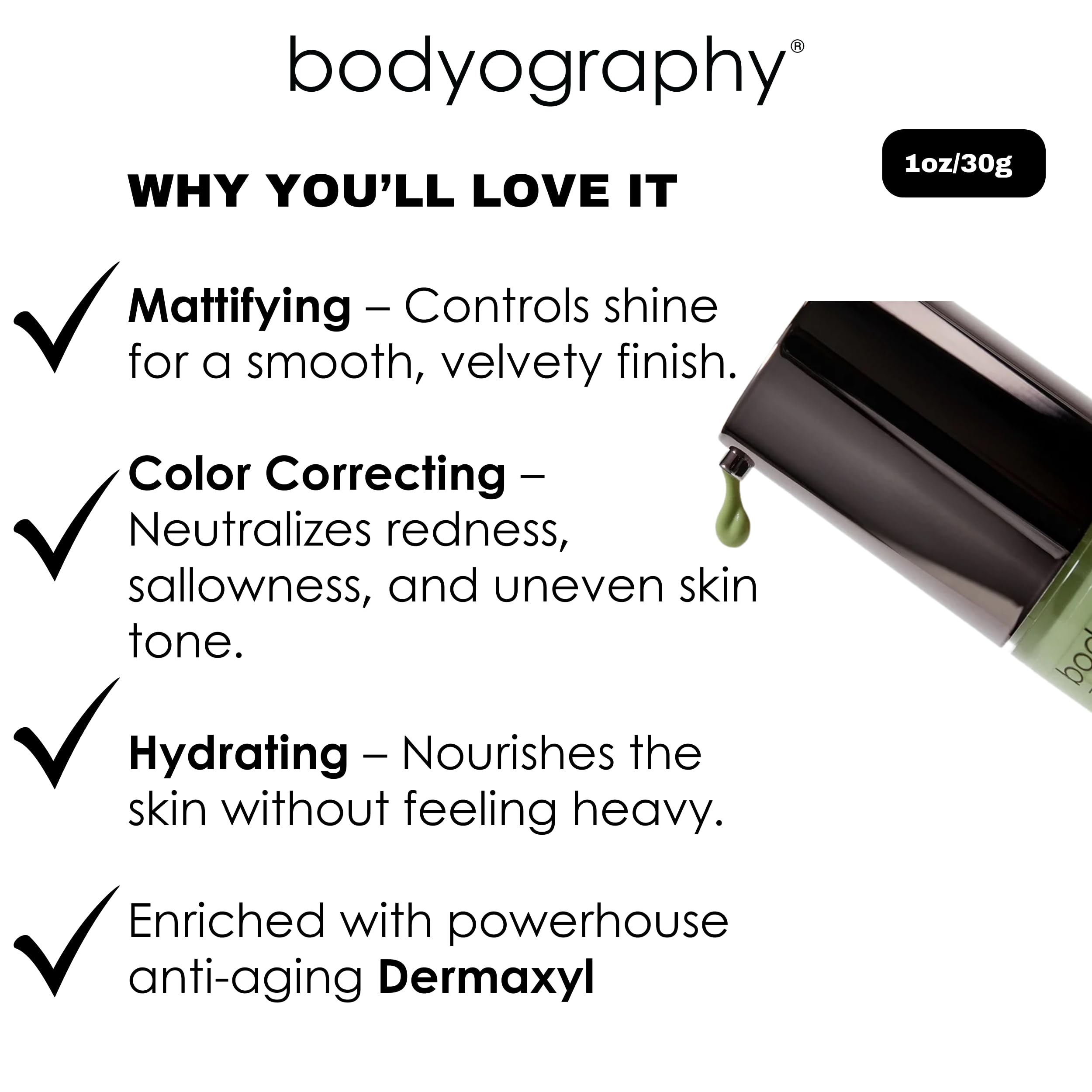Bodyography Foundation Primer Green packaging highlights vegan and gluten-free formula