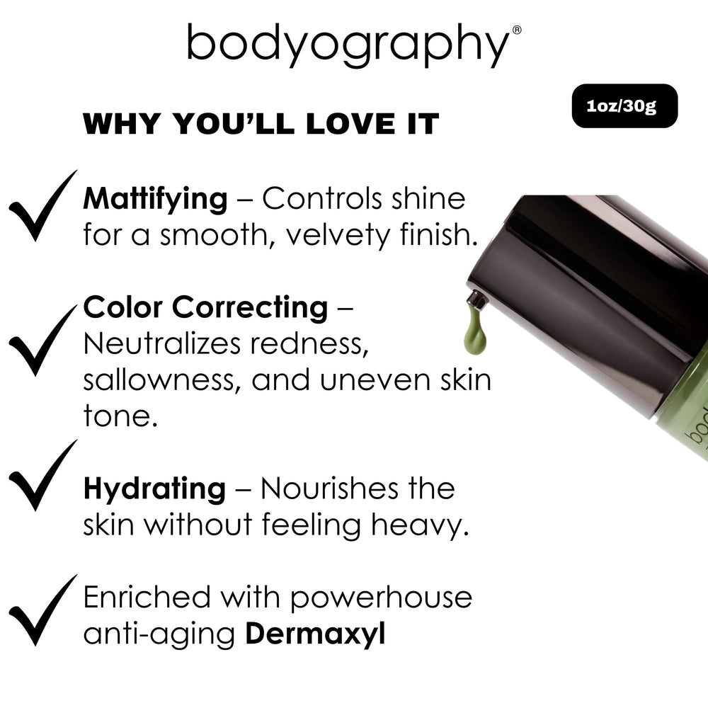 Bodyography Foundation Primer Green packaging highlights vegan and gluten-free formula