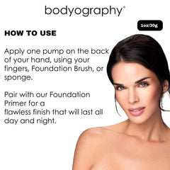 Bodyography Dark/Warm shade swatch highlights golden undertone and blendability.