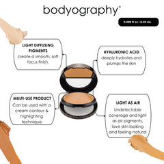 Bodyography Silk Cream Foundation 01 soft satin finish on the skin.