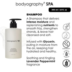 Bodyography Spa Shampoo Lavender Peppermint close up lather promotes even distribution