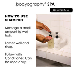 Bodyography Spa Shampoo scalp refresh during daily cleansing routine