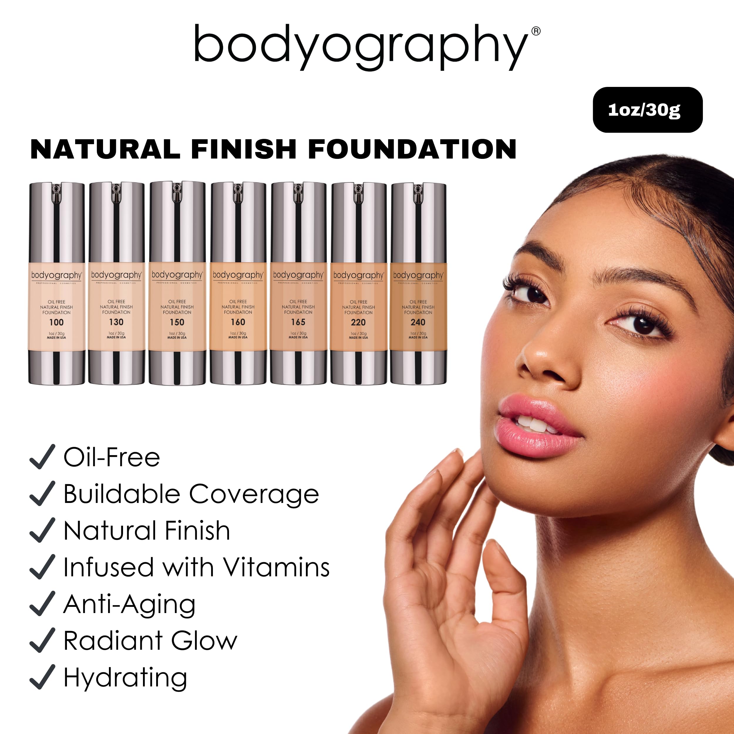 Bodyography foundation with vegan gluten-free paraben-free clean formula.