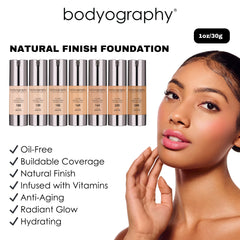 Bodyography foundation with vegan gluten-free paraben-free clean formula.