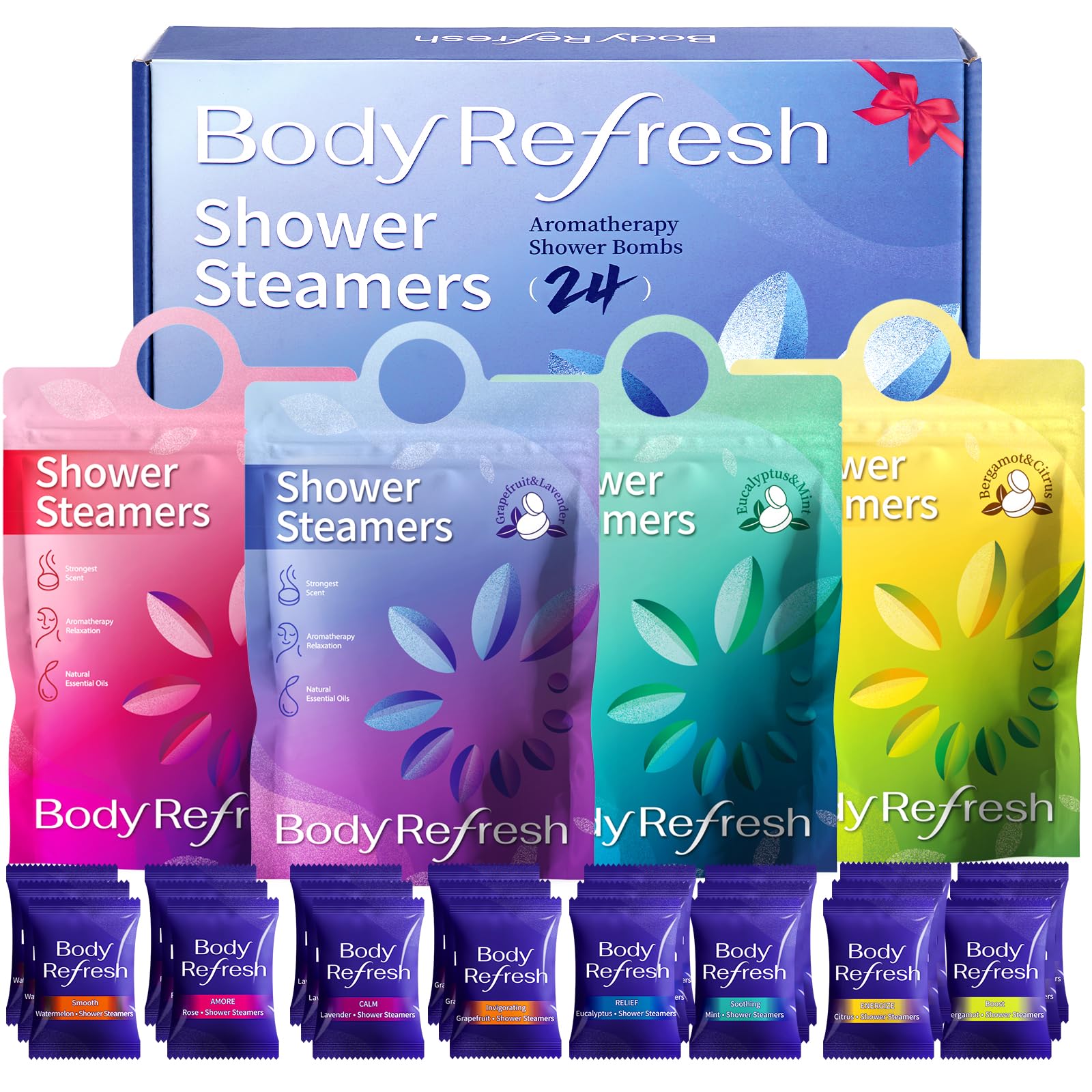 BodyRefresh eucalyptus shower steamer front view for an uplifting morning.